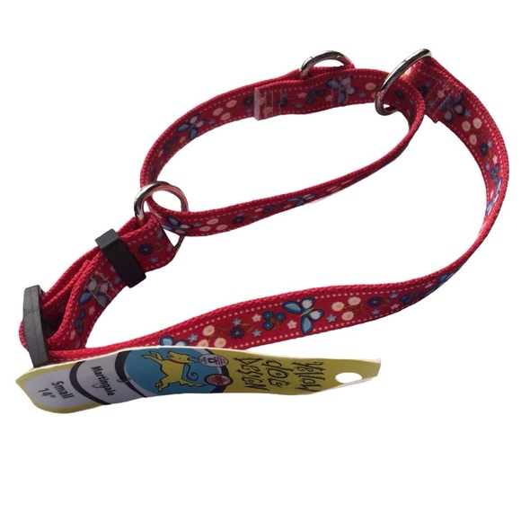NEW Martingale Dog Collar Small 14” Festive Butterfly RED Yellow Dog design - Picture 3 of 7